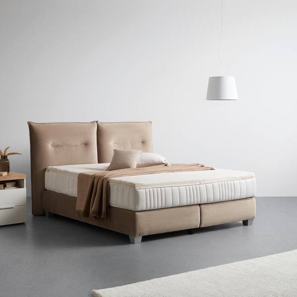 Boxspringbett FOG Beige - Textil - Holz teilmassiv - 184 x 1 x 160 cm