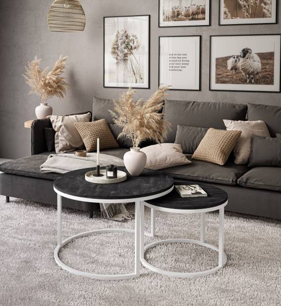 Runder Couchtisch CIRI 2in1 70 x 70 cm - Weiß