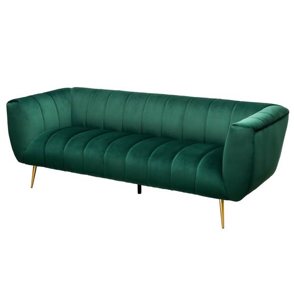3er Sofa NOBLESSE Gold - Grün - Polyester - Samt - 225 x 80 x 90 cm