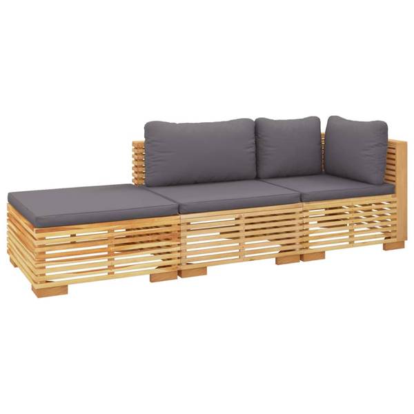Garten-Lounge-Set 3028565-1  (3-teilig) Grau - Polyester - Teakholz - 69 x 60 x 69 cm