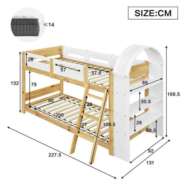 Stockbett K-1403 Braun - Holzwerkstoff - 121 x 170 x 228 cm