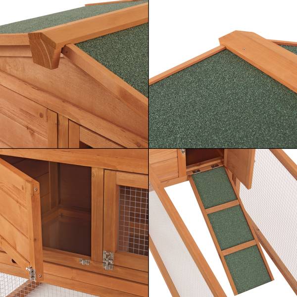 Kaninchenstall Oberursel Braun - Massivholz - 156 x 68 x 52 cm