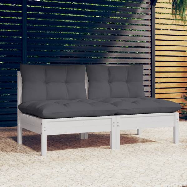 Canapé de jardin 3012376 (lot de 2) Blanc - Pin - 64 x 62 x 64 cm