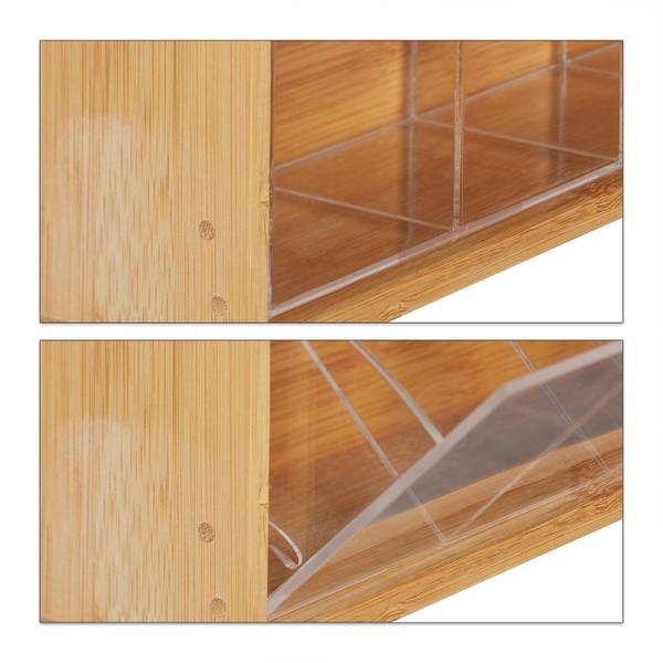 Boîte à thé bambou murale Marron - Bambou - Matière plastique - 39 x 12 x 8 cm