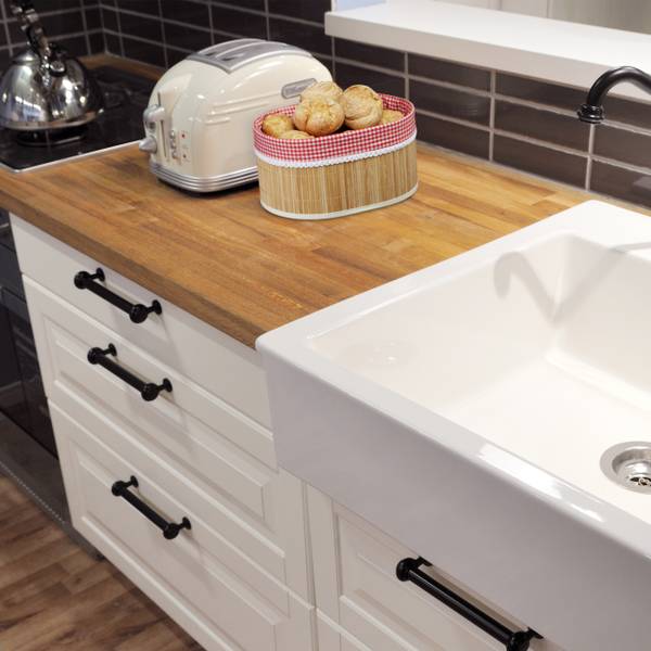 2 x Brotkörbchen Bambus Braun - Rot - Weiß - Polyester - 34 x 17 x 24 cm