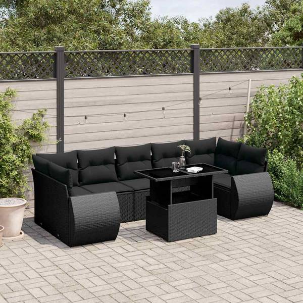 Garten-Lounge-Set 3036843-1 8-teilig Schwarz