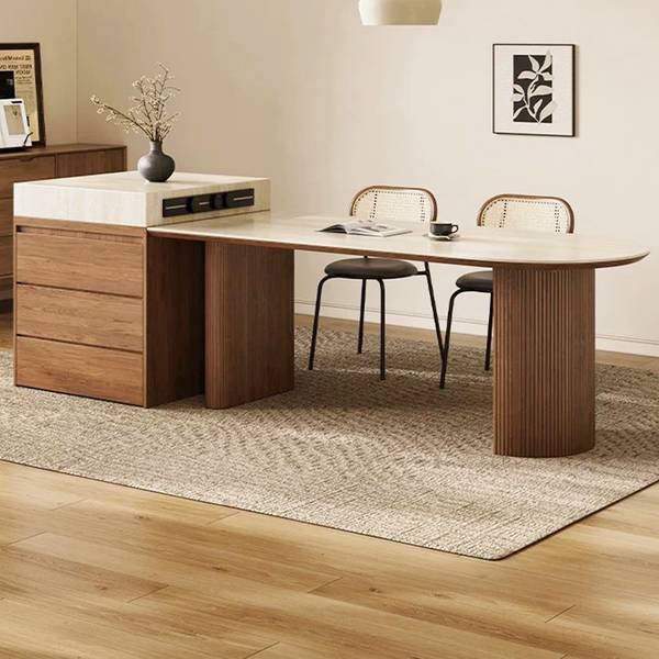 Esstisch BUDS200 Braun - Stein - 75 x 80 x 200 cm