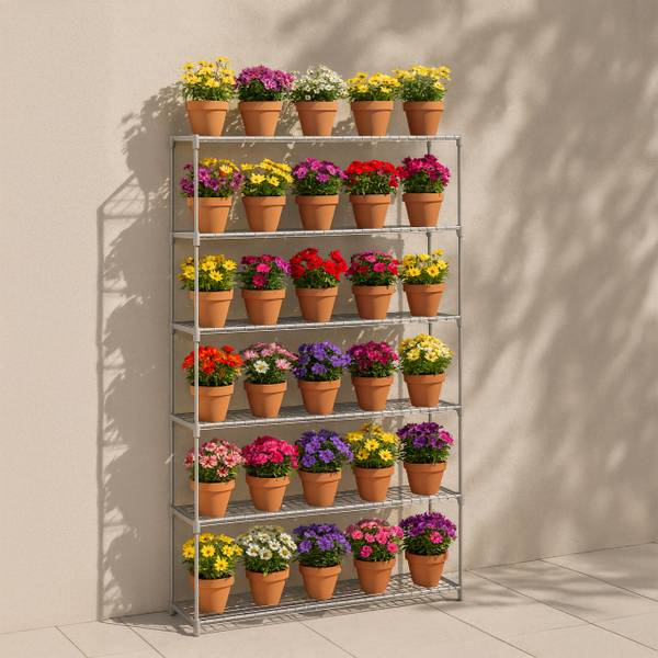 Plantenrek binnen 174 cm grijs - staal - 91 x 174 x 28 cm
