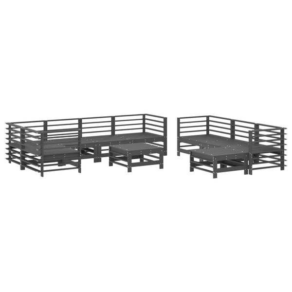 Garten-Lounge-Set 3029390 (10-teilig) Schwarz - Grau