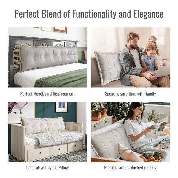 Großes dekoratives Bettkissen, Polyester Weiß - 180 x 50 x 8 cm