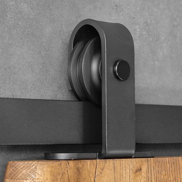 Schiebetürsystem ALMERIA Schwarz - Metall - 200 x 13 x 6 cm