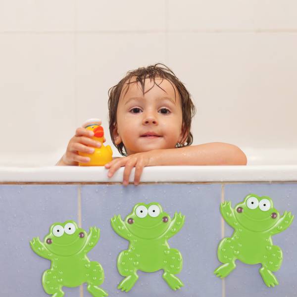 Badesticker Frosch im 5er Set Grün - Kunststoff - 12 x 14 x 1 cm