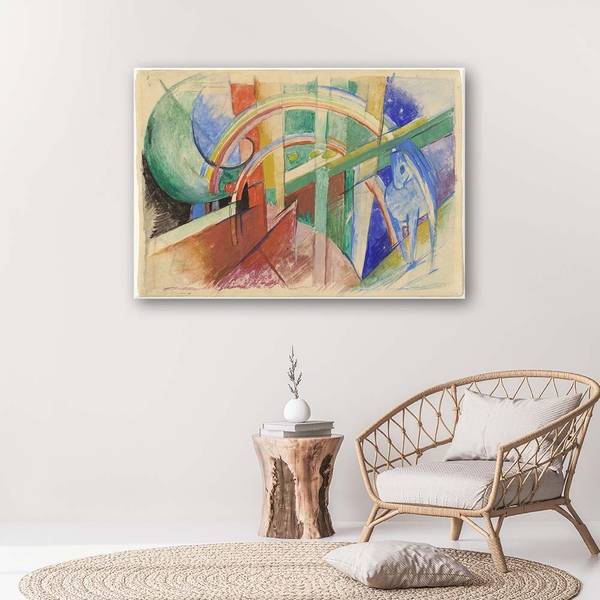 Wandbild pferd und regenbogen – f. marc 90 x 60 cm