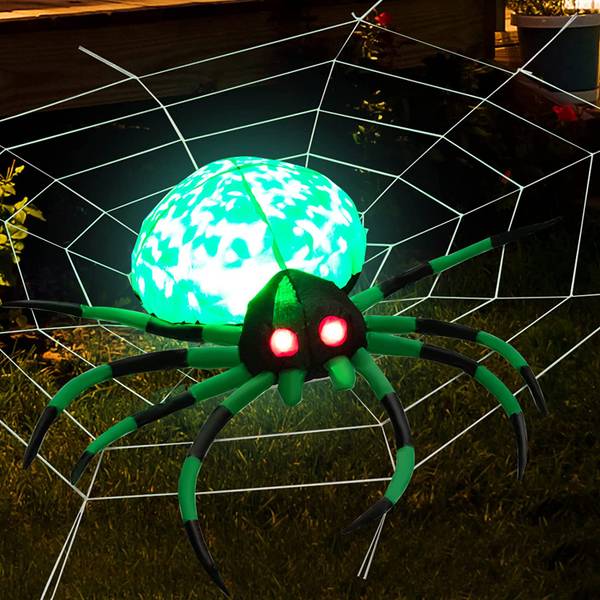 Halloween-Spinne Schwarz - Grün - Weiß - Textil - 92 x 27 x 153 cm