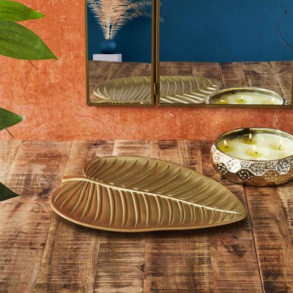 Dekotablett Oro Gold - Holz teilmassiv - 4 x 31 x 38 cm