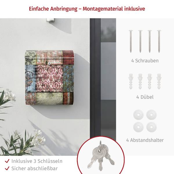 Briefkasten Old Patterns Stahl - 39 x 46 x 13 cm