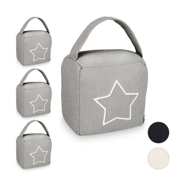 4 x Türstopper Sack Stern grau Grau - Weiß