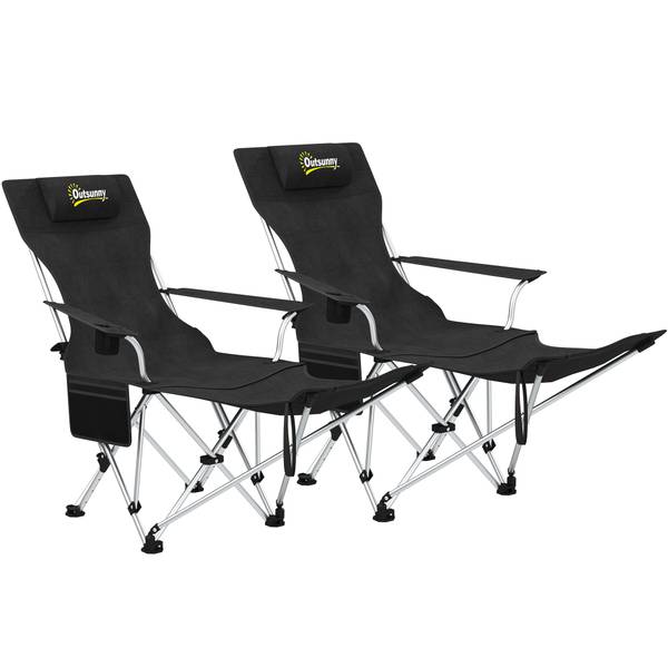 Campingstuhl A20-513V00BK 2er Set Schwarz - Metall - 48 x 90 x 125 cm