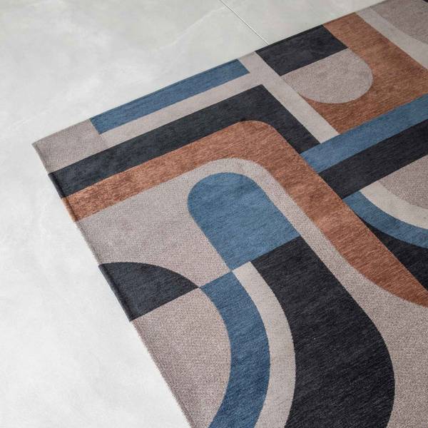 Teppich Module, Drinnen/Draußen waschbar Blau - Textil - 80 x 1 x 250 cm