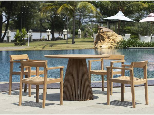 Gartentisch TRIANI Beige - Holz teilmassiv - 120 x 75 x 120 cm
