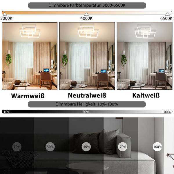 LED Deckenleuchte Maloney Weiß - Metall - 40 x 9 x 40 cm