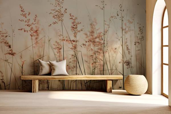 Panorama-Tapete Pampa Beige - Papier - 384 x 270 x 384 cm