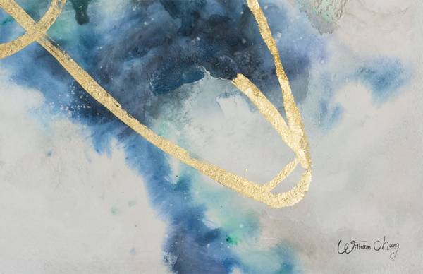 Peinture acrylique Tourbillon Ayden Gris - Turquoise - Coton - 103 x 78 x 5 cm