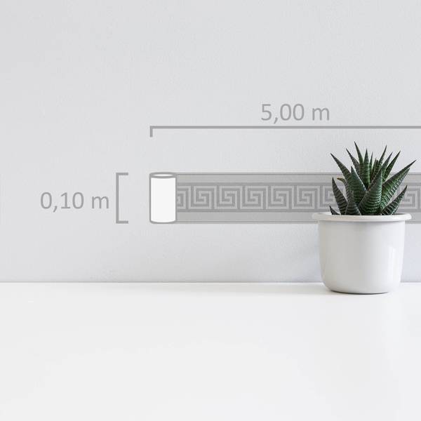 Bordüre 4324 selbstklebend Grafik Optik Grau - Fleece - 10 x 500 x 1 cm