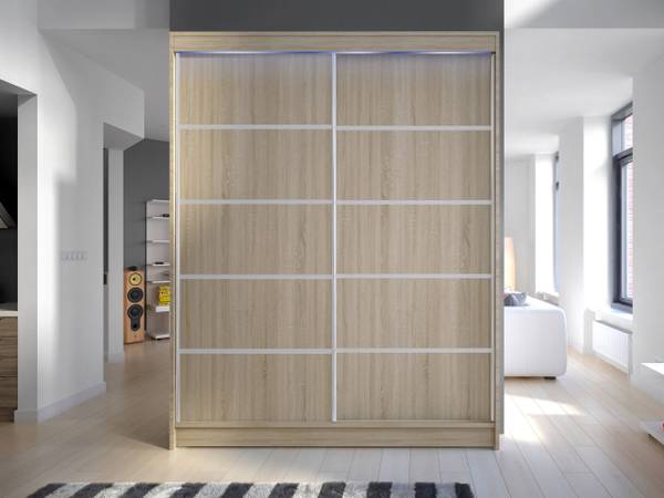 Kleiderschrank Camino IV mit Led Eiche Sonoma Dekor