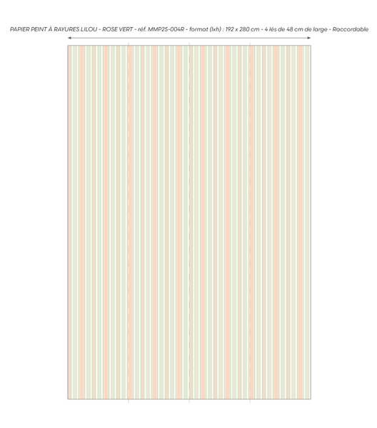 Tapete mit Streifen Lilou Pink - Papier - 192 x 280 x 192 cm