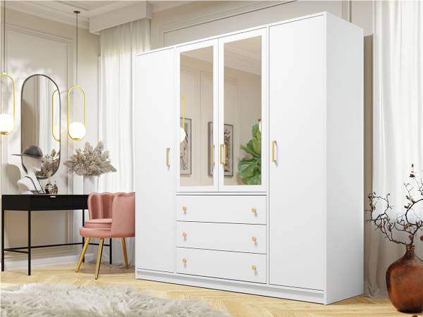 Kleiderschrank Retro Lux D4 Weiß