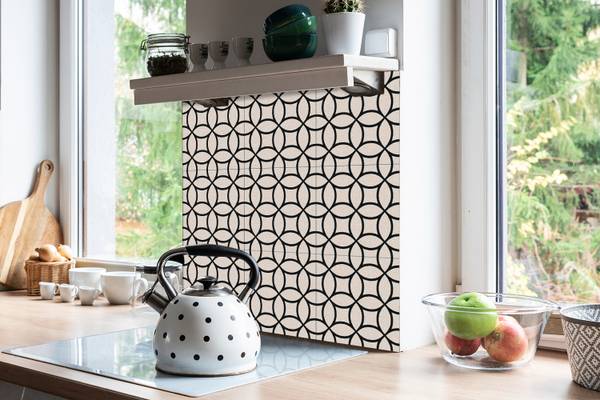 Selbstklebende Fliesen (9 St.) Geometric Schwarz - Polyester PVC - 30 x 30 x 0 cm