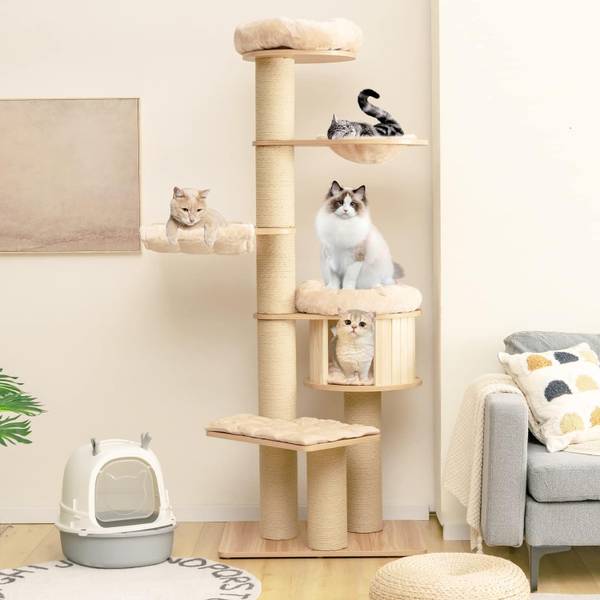 Kratzbaum PV10027BE Beige - Holzwerkstoff - 56 x 191 x 75 cm