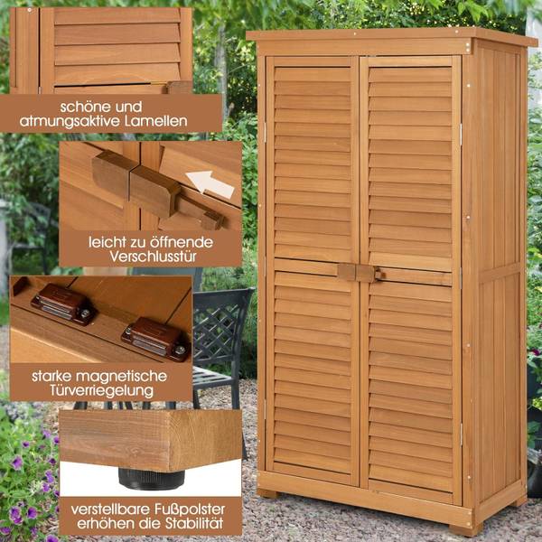 Gartenschrank Holz Braun - Massivholz - 42 x 160 x 87 cm