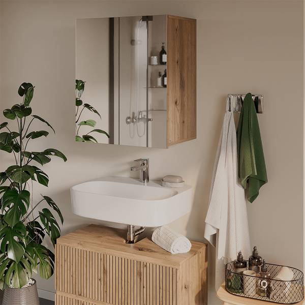 Spiegelschrank Takumi 58463 Braun - Holzwerkstoff - 60 x 70 x 20 cm