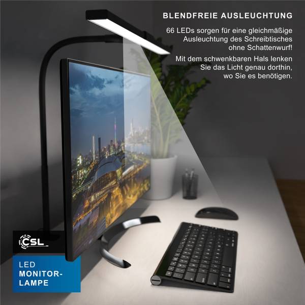 LED Monitorlampe GE-2235 Schwarz - Kunststoff - 45 x 33 x 6 cm