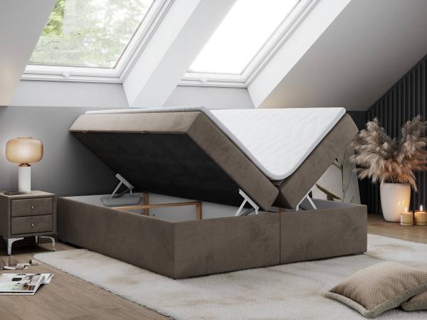 Boxspringbett BESS Kaffeebraun - Breite: 140 cm - H3
