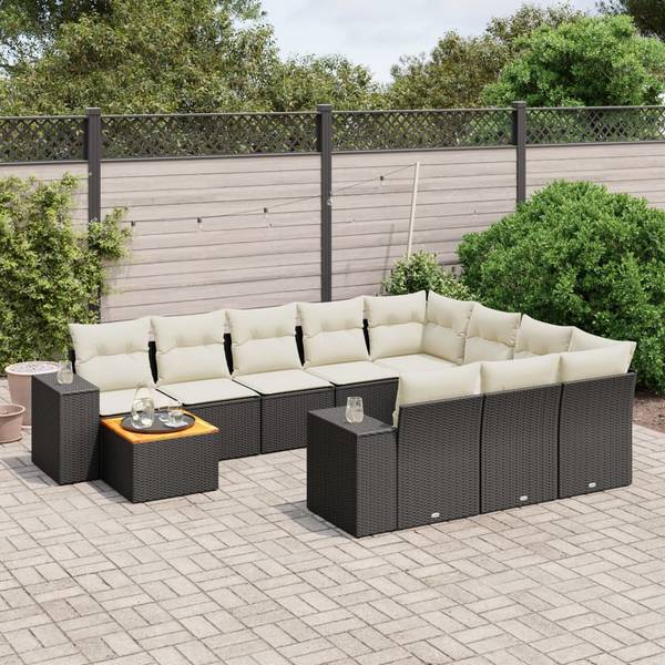 Garten-Lounge-Set 3035873-3 (11-teilig) Schwarz - Creme - Weiß