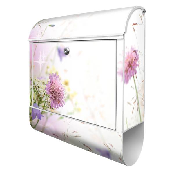 Briefkasten Stahl Glitzernde Wiese Weiß - Stahl - 38 x 46 x 13 cm