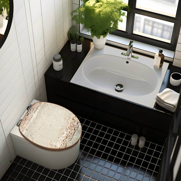 WC-Sitz mit Absenkautomatik Baulücke Beige - Bambus - Holzwerkstoff - 38 x 5 x 49 cm