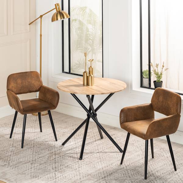 Tisch-Stuhl-Set FONTANA MB (3-teilig) Braun - Stahl - 80 x 75 x 80 cm