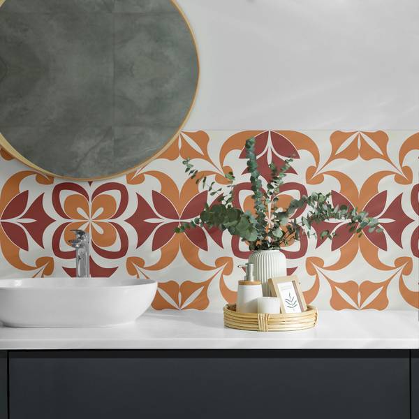 Fliesen Blumenranke 4er Set 50 x 50 cm