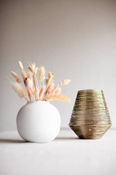Vase Soyah Weiß - Eisen - 15 x 14 x 15 cm