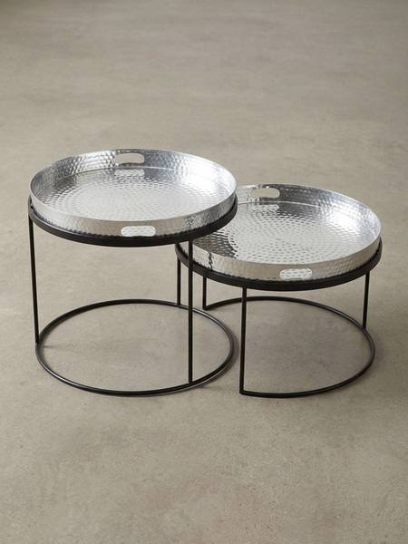 Tabletttisch NERA 2er-Set Silber