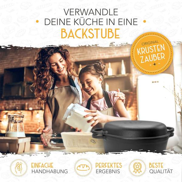 Gusseisen Bräter CrustLove Schwarz - Gusseisen - 34 x 12 x 24 cm