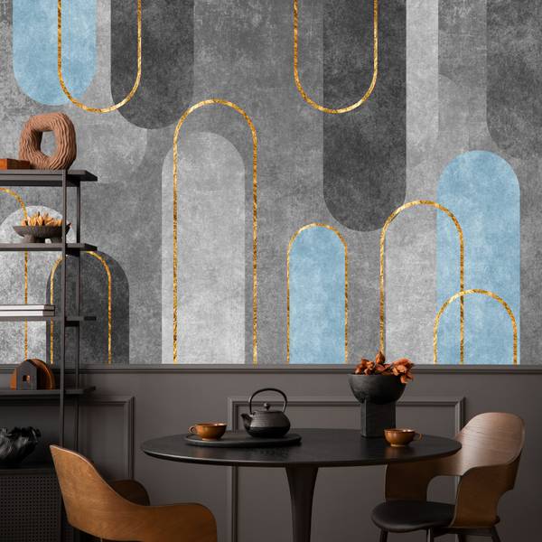 Vlies-Fotobehang ABSTRACTIE Glamour blauw - 300 x 210 x 210 cm