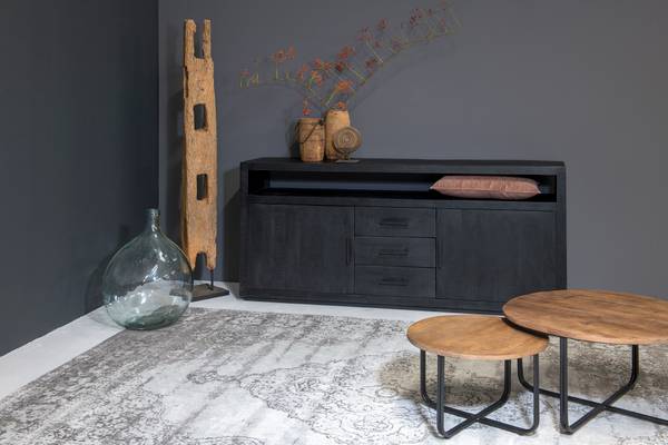 Anrichte Jaxx Schwarz - Holzwerkstoff - 180 x 85 x 40 cm