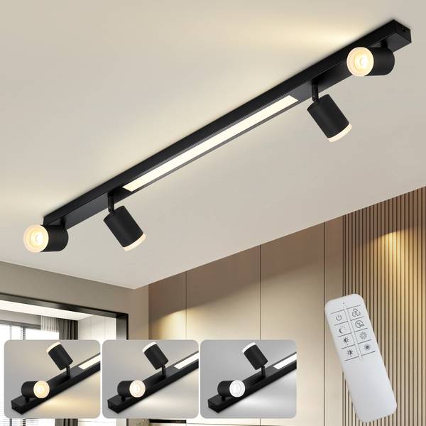 Plafondlamp Karyl II met 4 lichtbronnen zwart - kunststof - 5 x 15 x 110 cm
