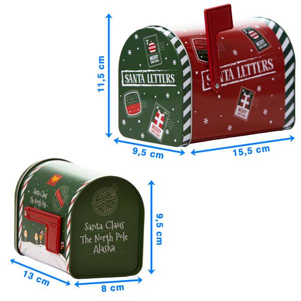 Keksdose Weihnachten Mailbox 2er Rot - Metall - 10 x 10 x 16 cm