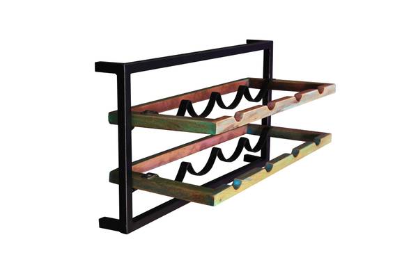 RIVERBOAT Wandregal Metall - Massivholz - 65 x 35 x 25 cm